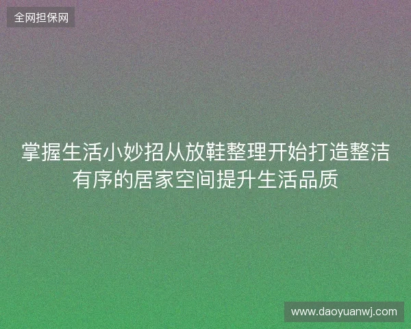 掌握生活小妙招从放鞋整理开始打造整洁有序的居家空间提升生活品质